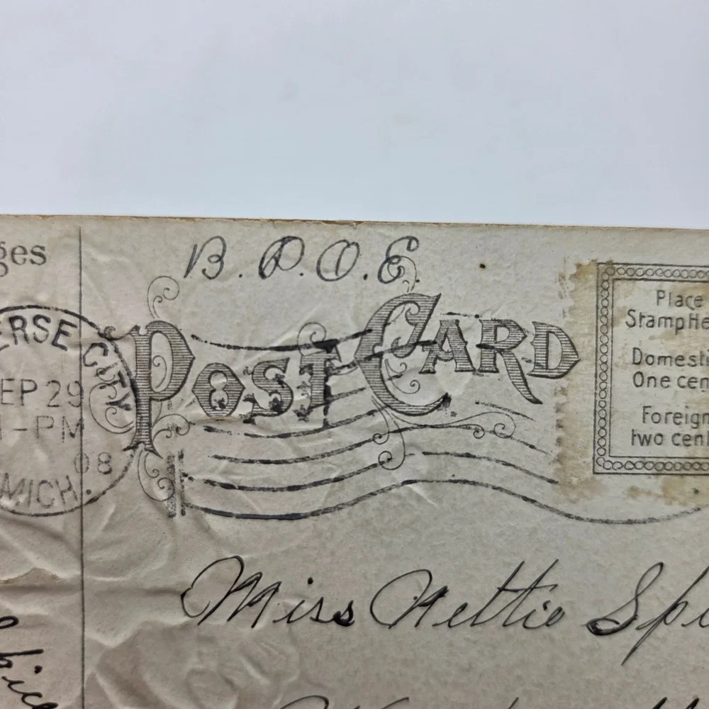 Vintage‎ 1908 Embossed Red Rose Postcard With Best Wishes Traverse City Michigan